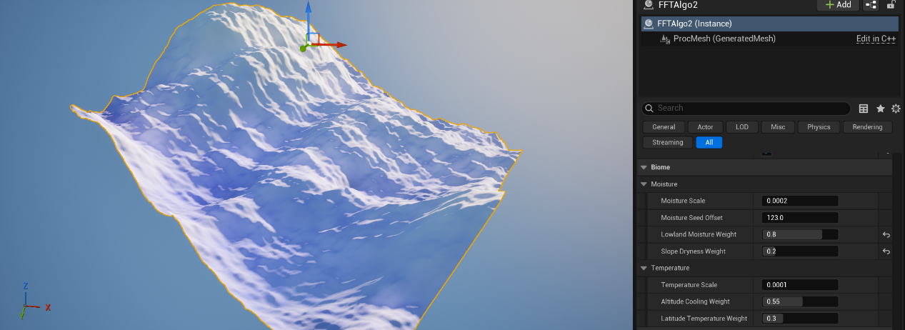 Updated blue-channel moisture distribution after adjusting terrain moisture weights