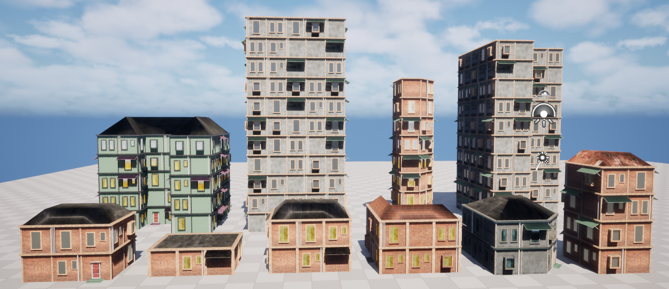 Procedurally generated British building variants presented in Unreal Engine 5